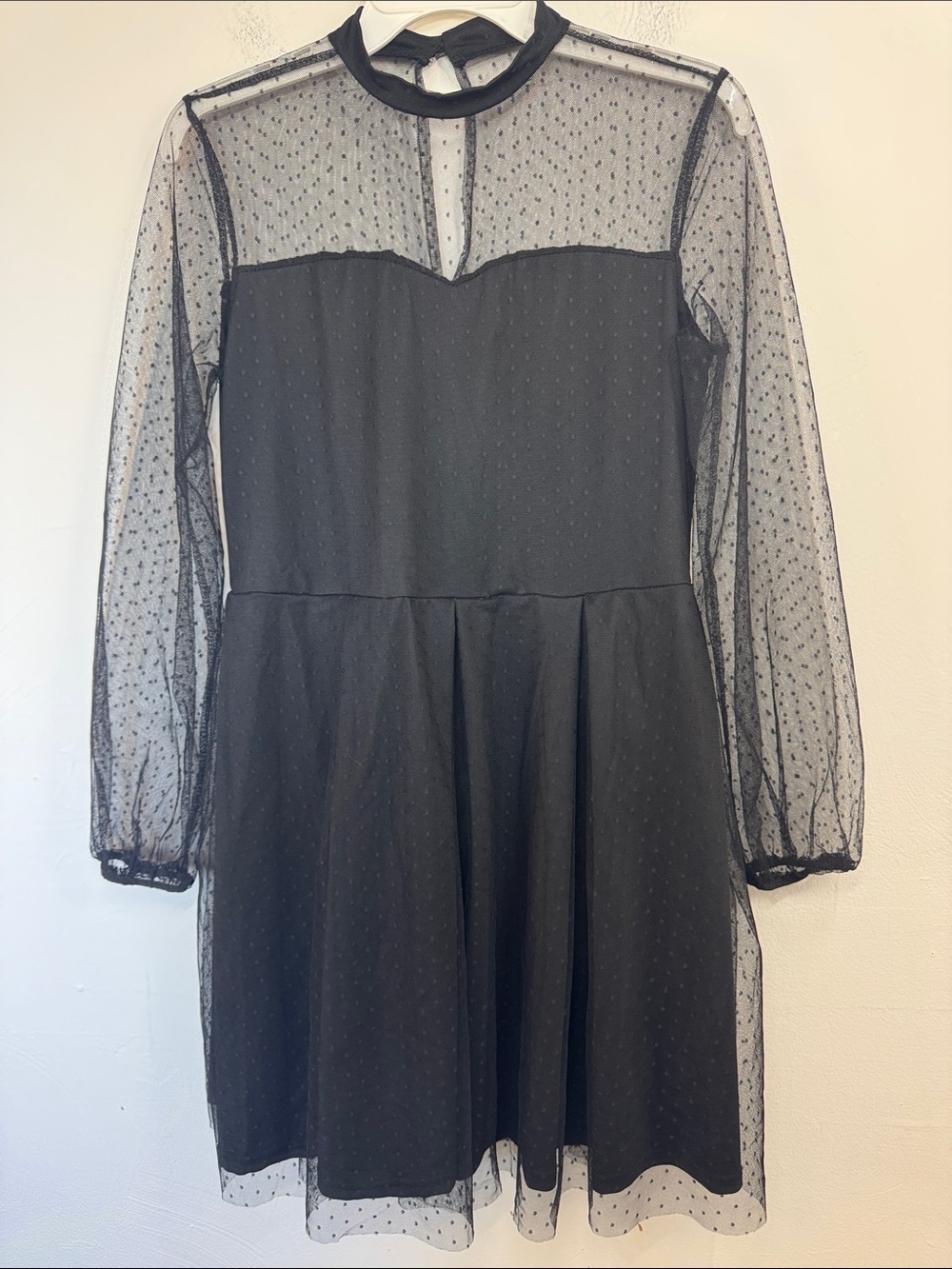 Girls' Black Mesh Overlay Party Dress Wednesday Addams Goth Wedding